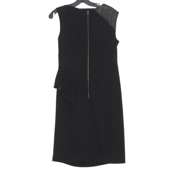 Rickie Freeman Teri Jon Dress Sheath Minimalist Cocktail Classic Leather Black 8 - Picture 5 of 5